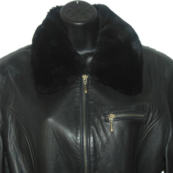 Valerie Stevens Petites Genuine Lamb Leather w/Fur Collar Jacket - Picture 2 of 7